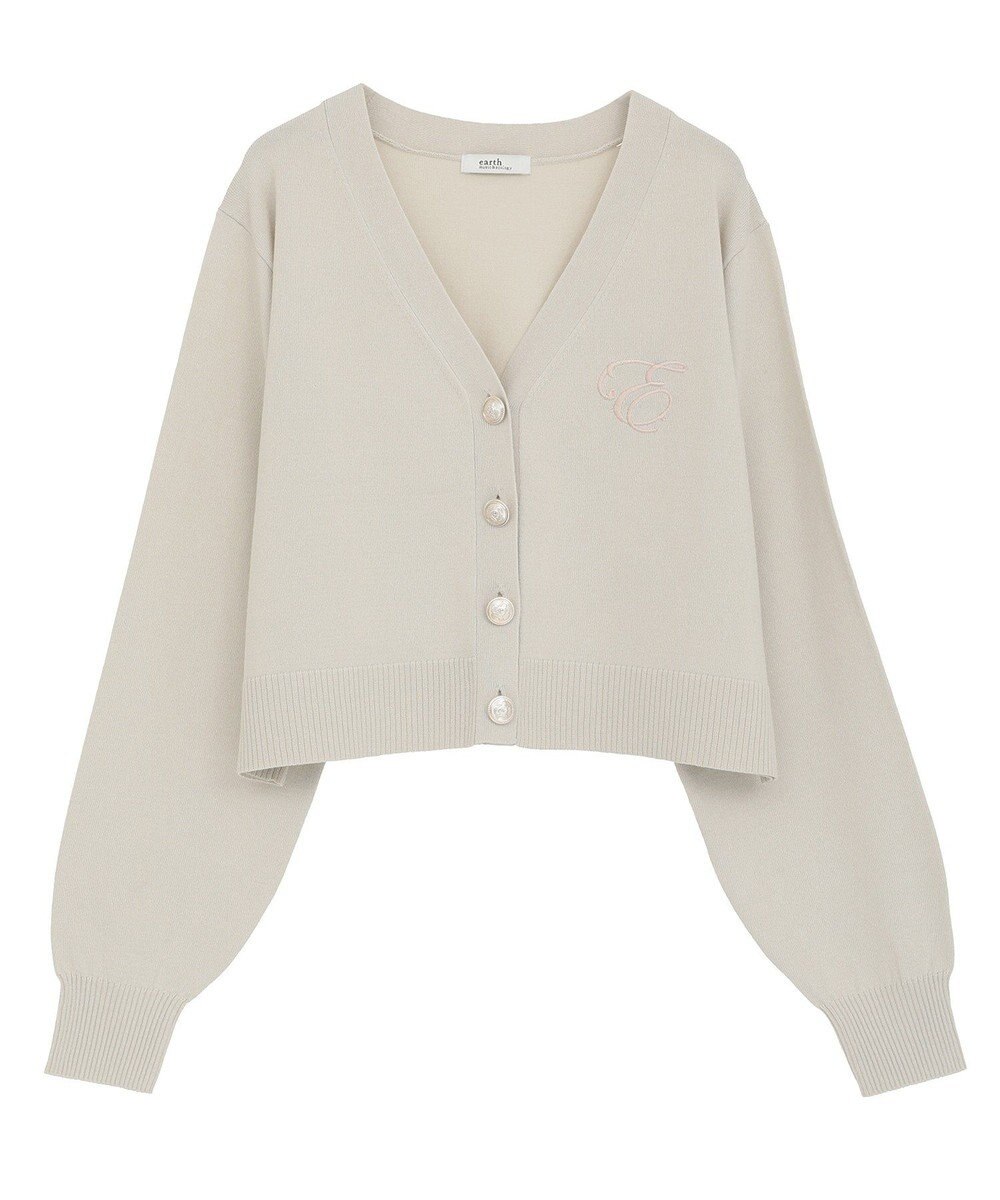 earth music&ecology ロゴ刺繍カーディガン 