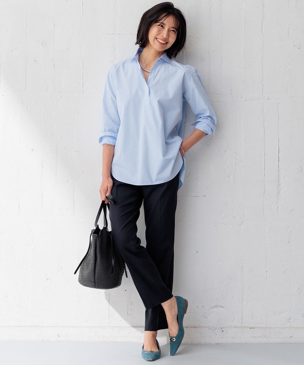 23区 【洗える/セットアップ対応】アイアスマットストレッチ テーパード パンツ 