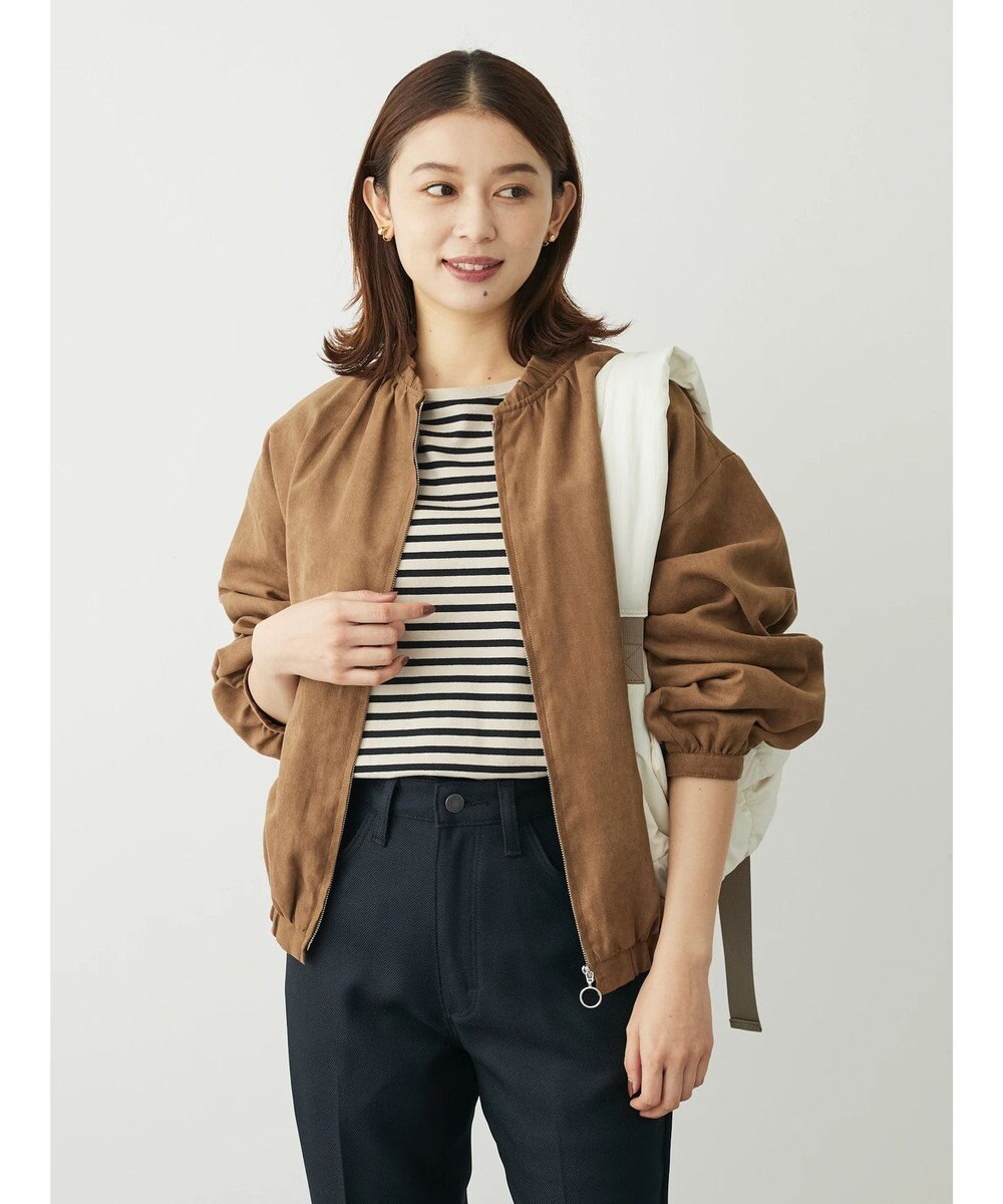 Green Parks スウェード調ギャザーブルゾン 