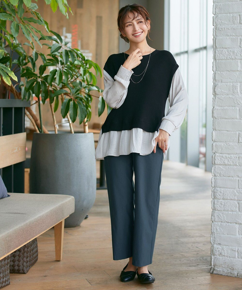 Tiaclasse 【日本製・新色追加・洗える・ストレッチ】エアシルキーワイドパンツ 