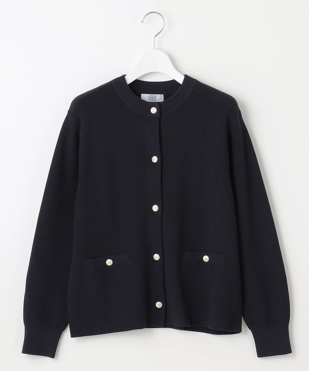 J.PRESS LADIES L 【洗える】ORGANIC GASS COTTON クルーネック アウター ネイビー系