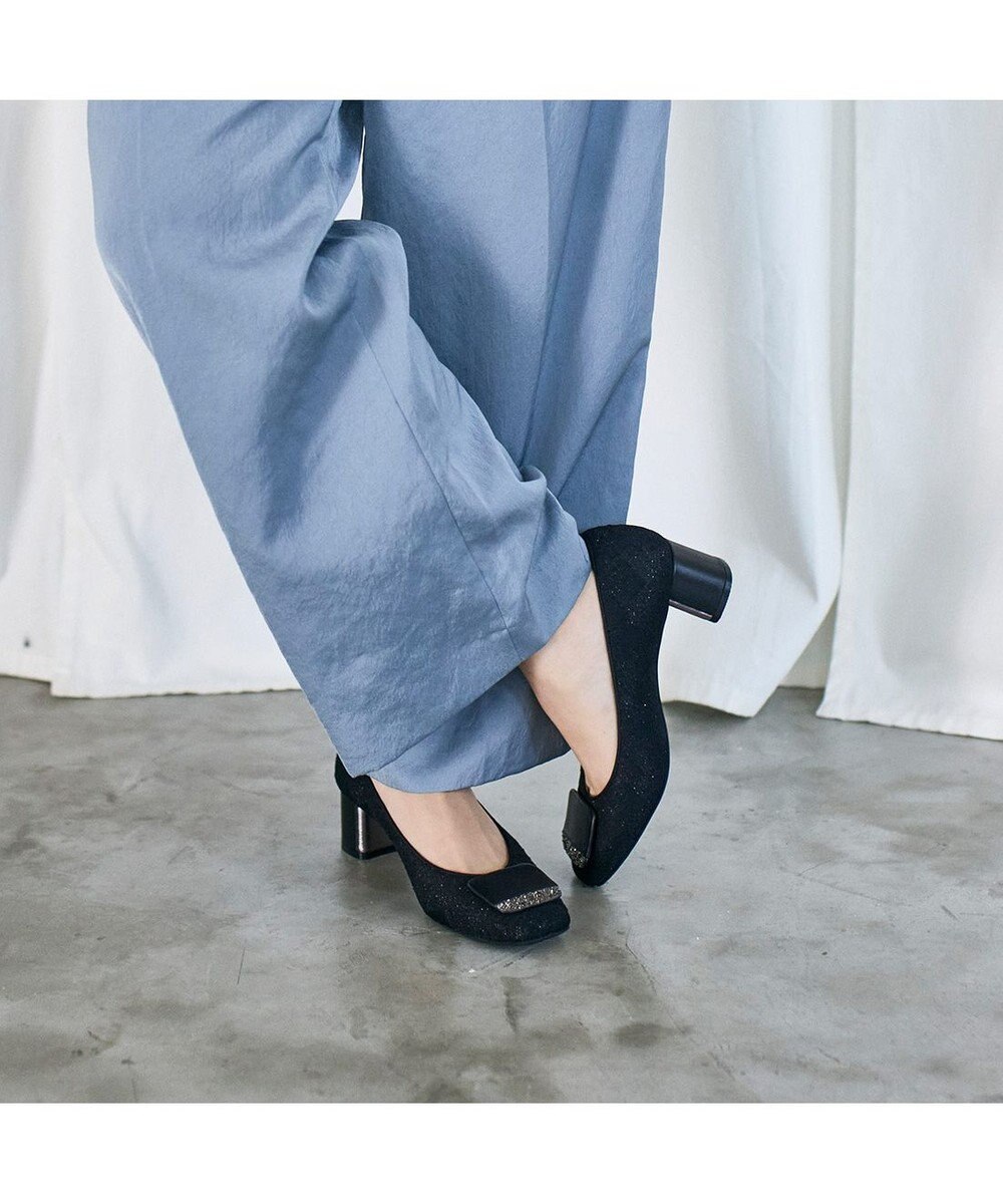 MODE ET JACOMO <MODE ET JACOMO>メタリックアクセント スクエアパンプス 