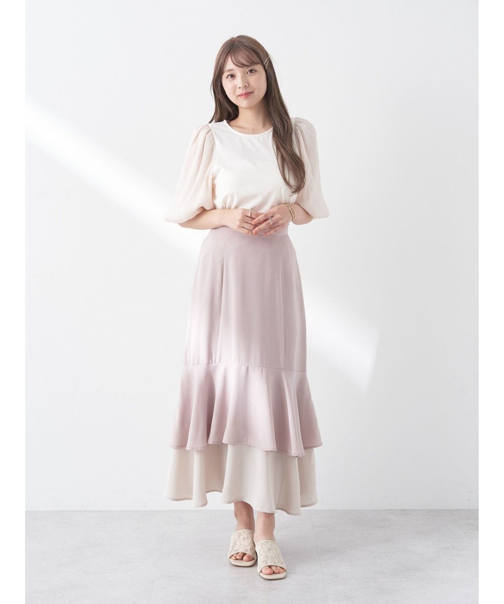 earth music&ecology バイカラーラッフルヘムスカート 