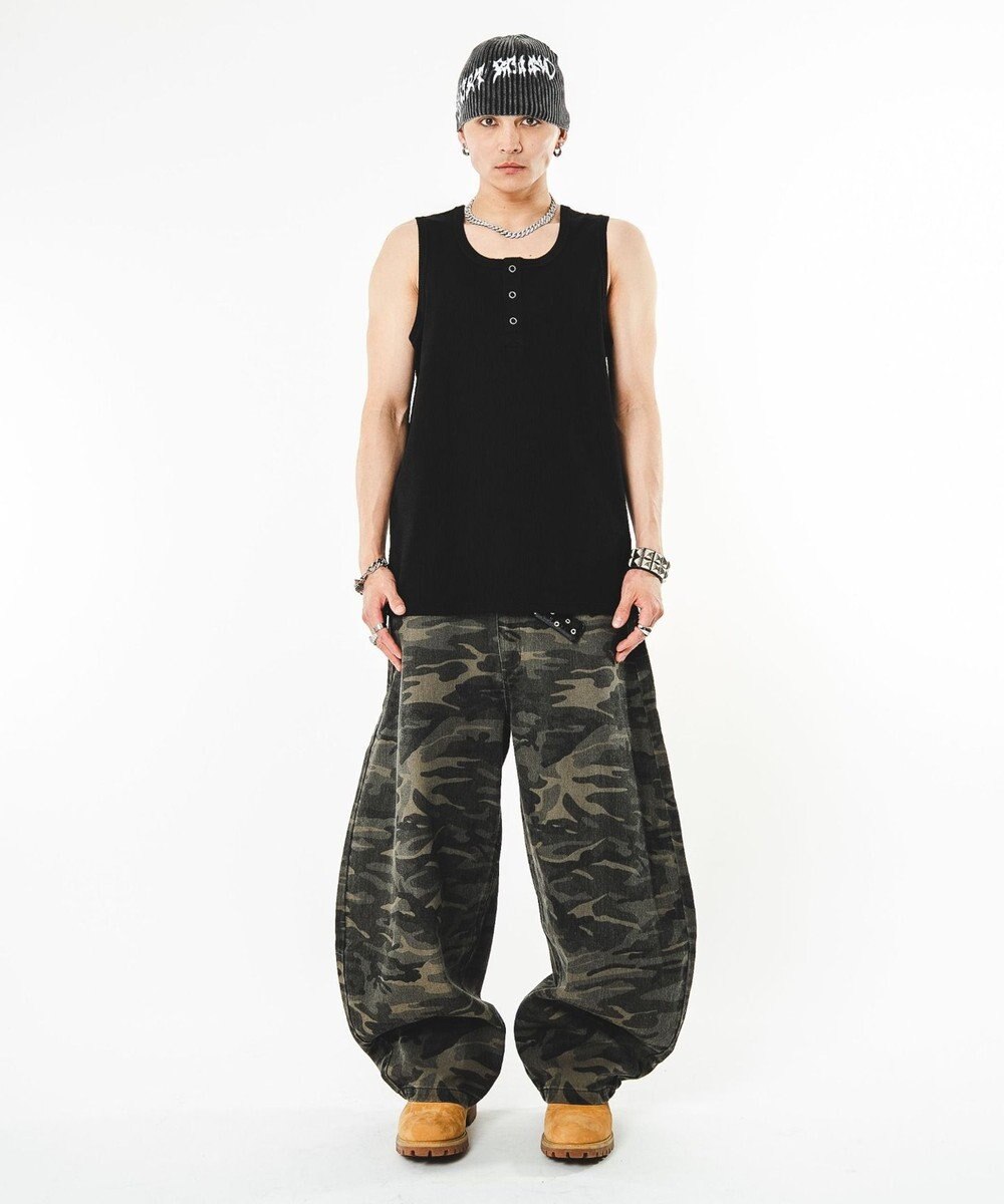 WEGO 【ユニセックス着用ITEM】ハトメバッククロスモチーフパンツ 