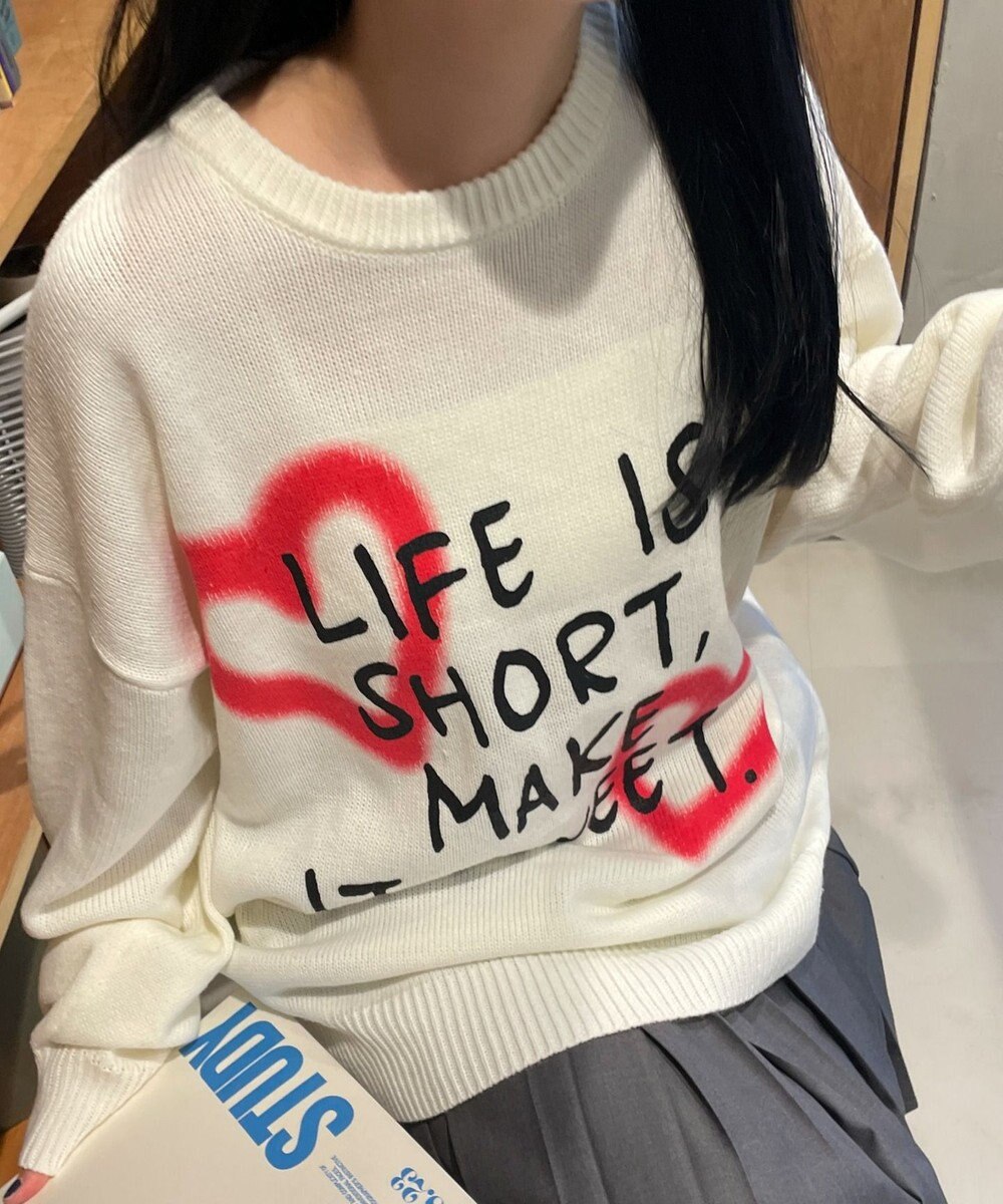 WEGO グラフィックBIGニットプルオーバー 