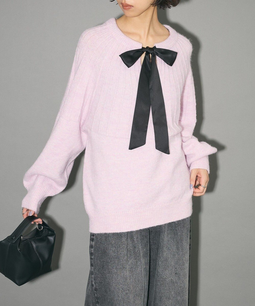 Green Parks ボウタイリボン付きニット 