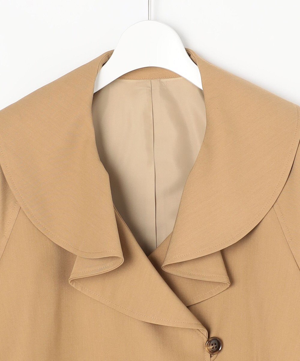 Feroux 【洗える】ラッフルカラーミドル丈 トレンチ 