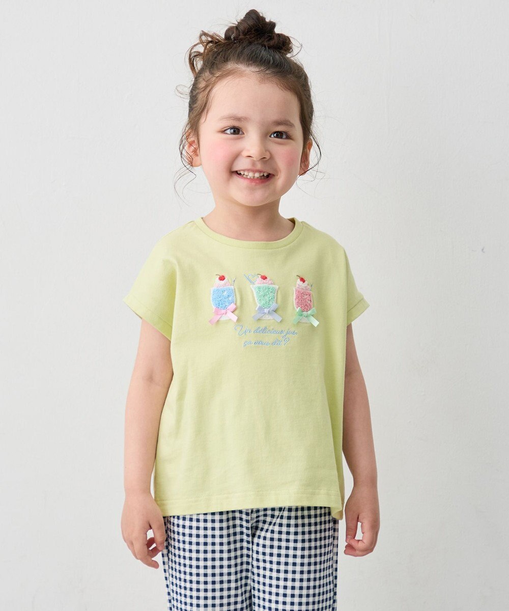 ANY KIDS 【綿100%】ひんやり フレンチスリーブ サガラ刺繡Tシャツ 