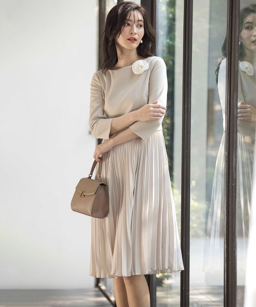 組曲 L 【KUMIKYOKU NAVY】ジャージーコンビプリーツ ワンピース 