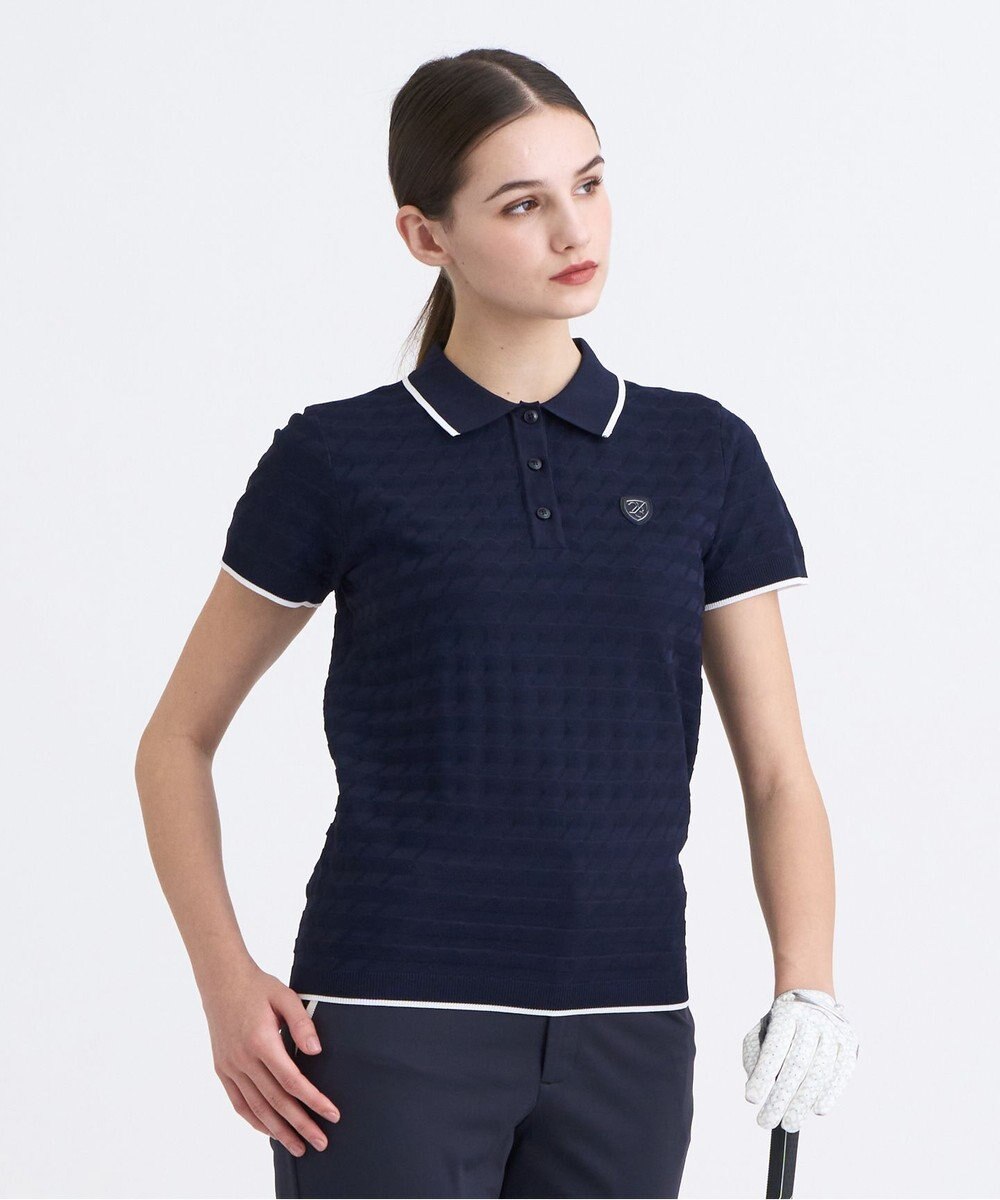 23区GOLF 【WOMEN】フラッグジャガードニットポロシャツ ストレッチ 半袖 