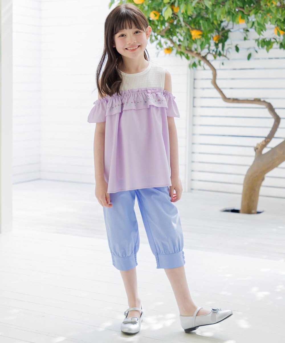 組曲 KIDS  【110-140㎝】 クロスステッチオフショルトップス 