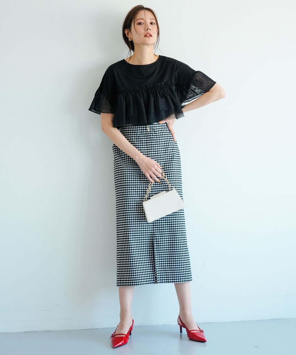 ANY SIS 【洗える】チュール重ね プルオーバー 