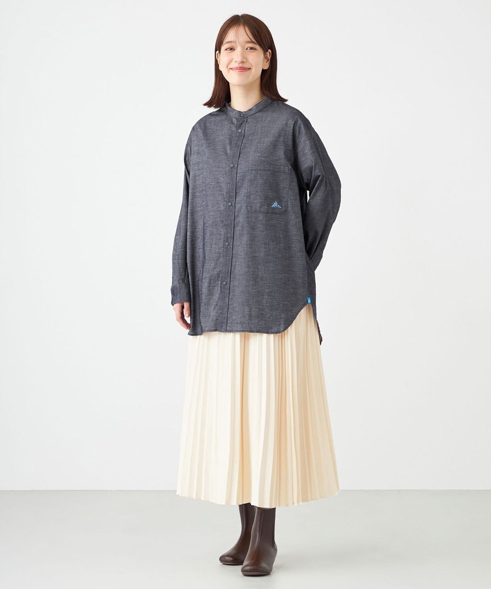 SHARE PARK LADIES 【UVカット・撥水・ストレッチ】イージーデニムノーカラーシャツ 