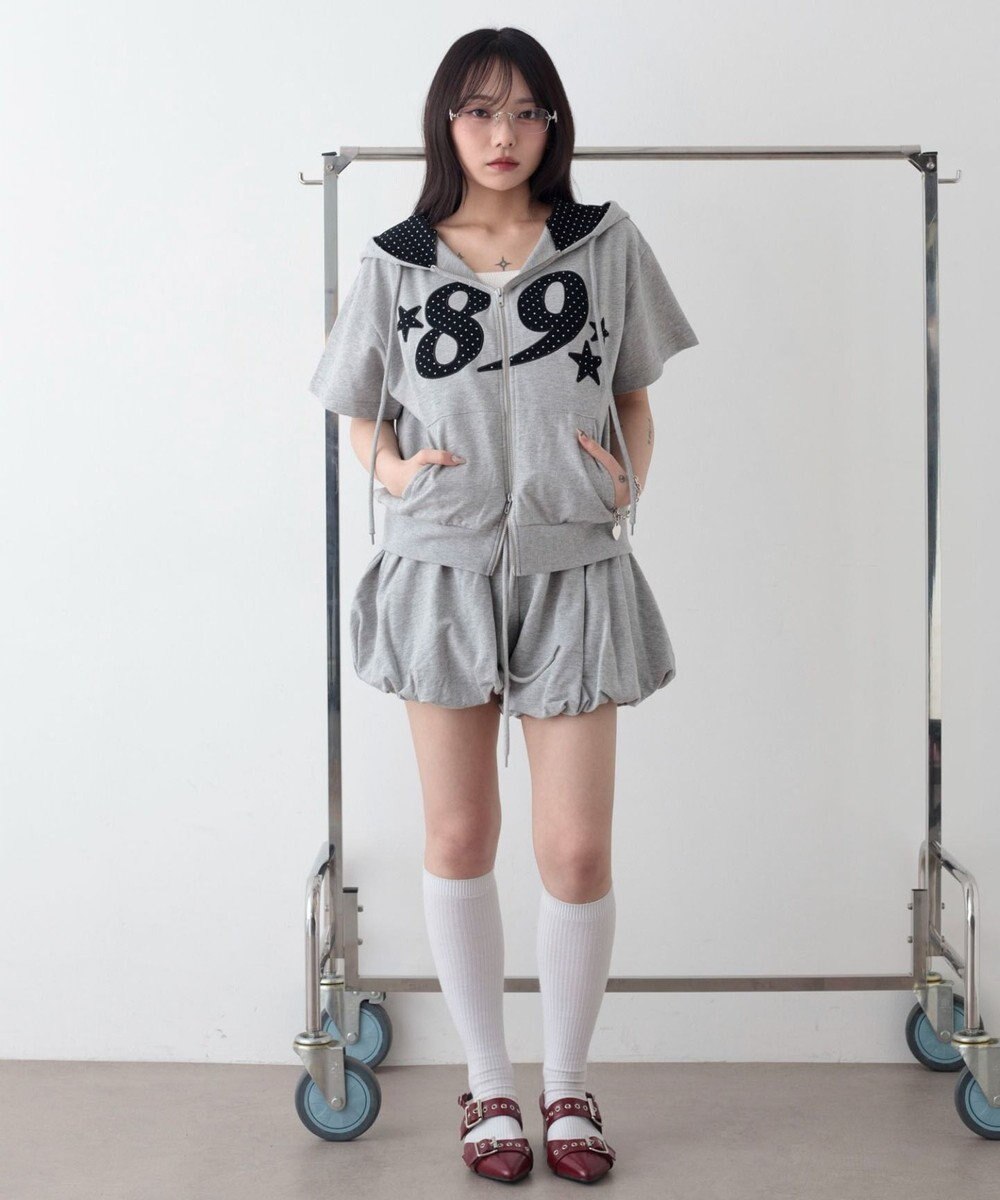 WEGO グラフィック半袖ZIPパーカー 