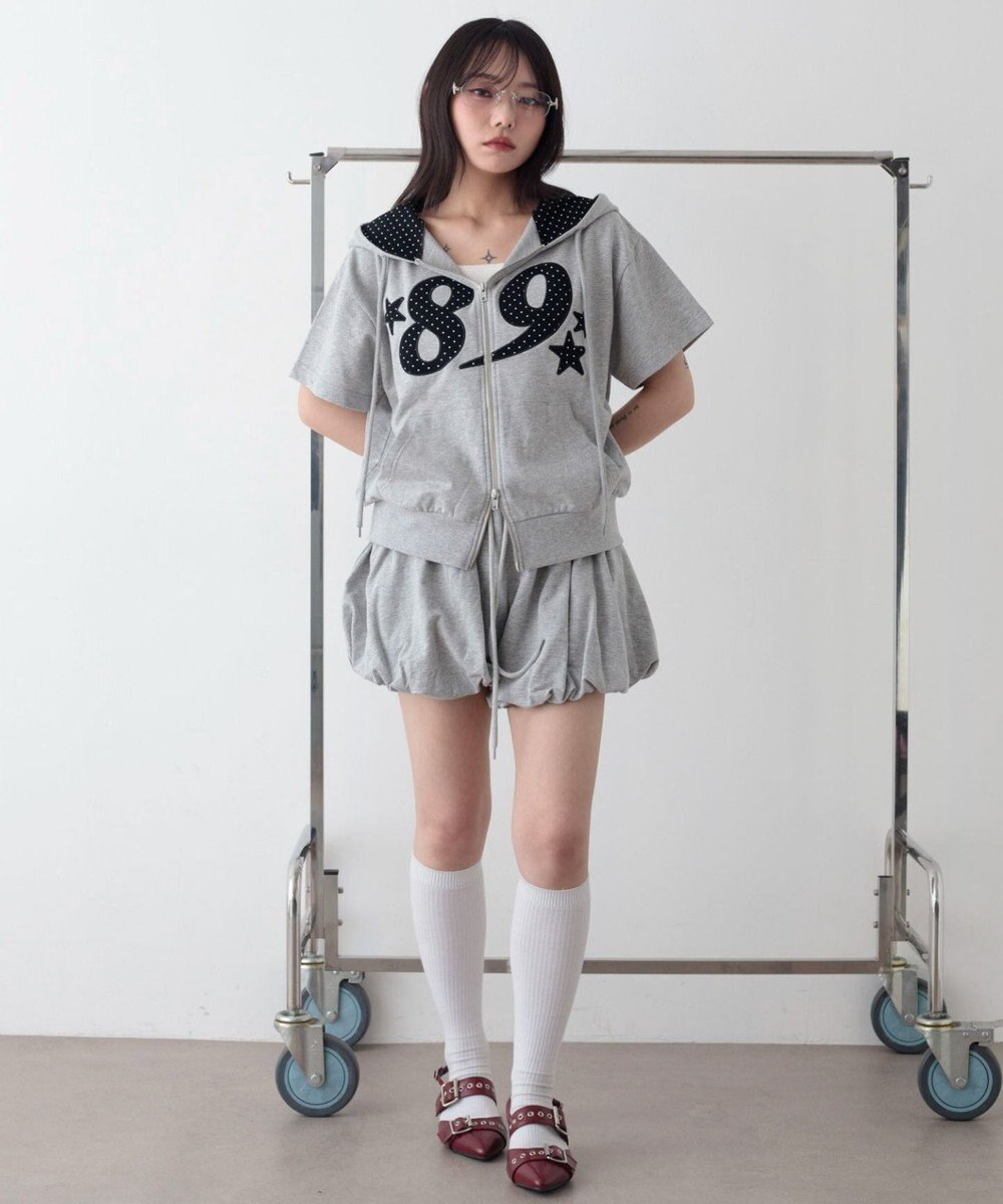 WEGO グラフィック半袖ZIPパーカー 