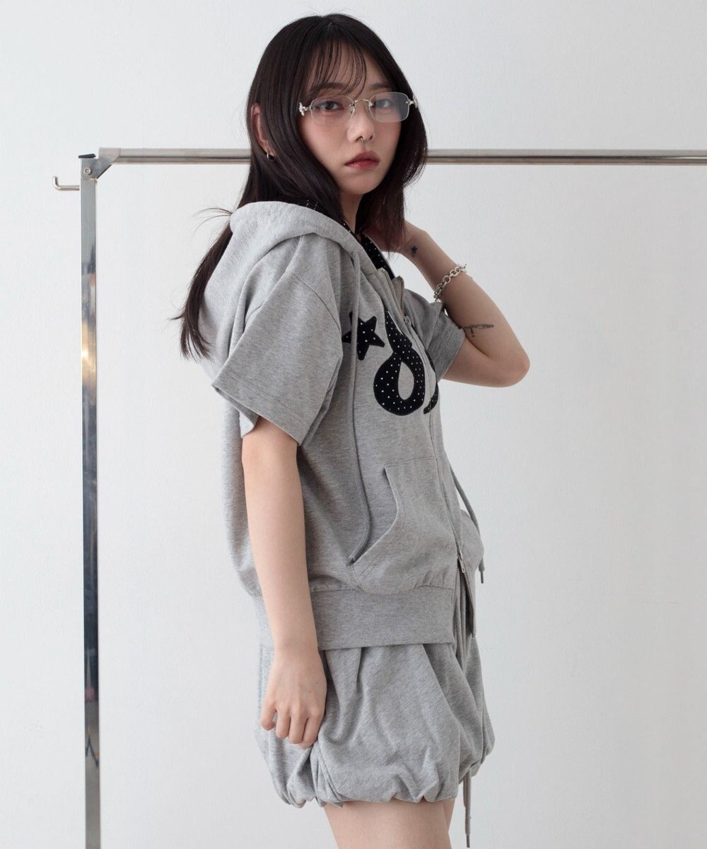 WEGO グラフィック半袖ZIPパーカー 