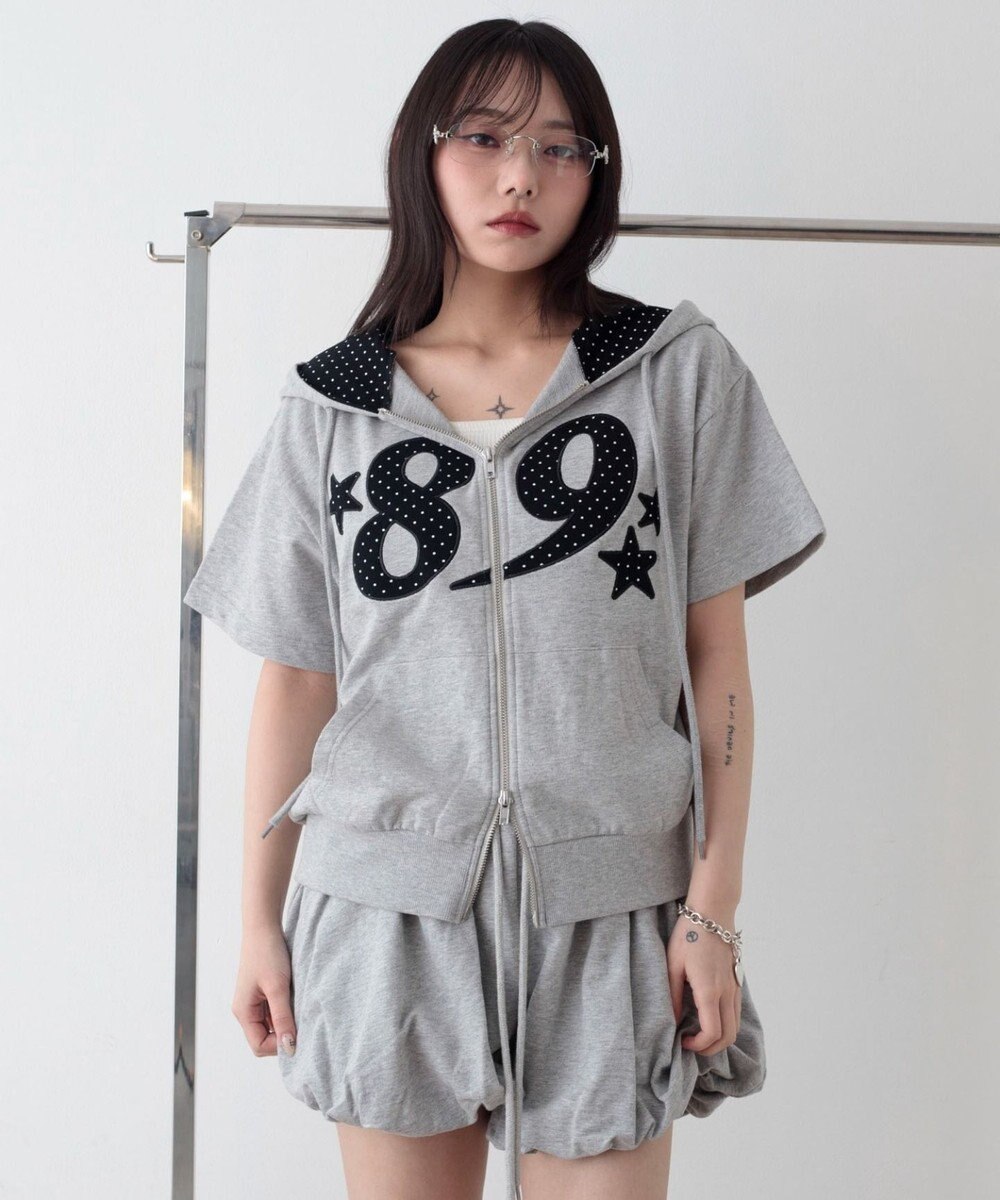 WEGO グラフィック半袖ZIPパーカー 