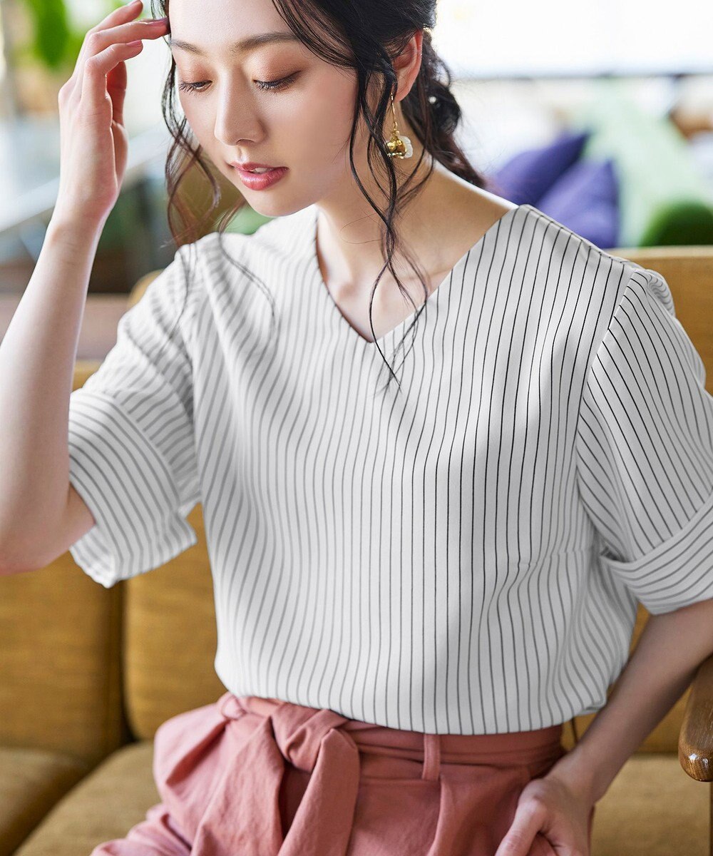 Tiaclasse L 【洗える】ゆったりシルエットの幅広カフスブラウス 