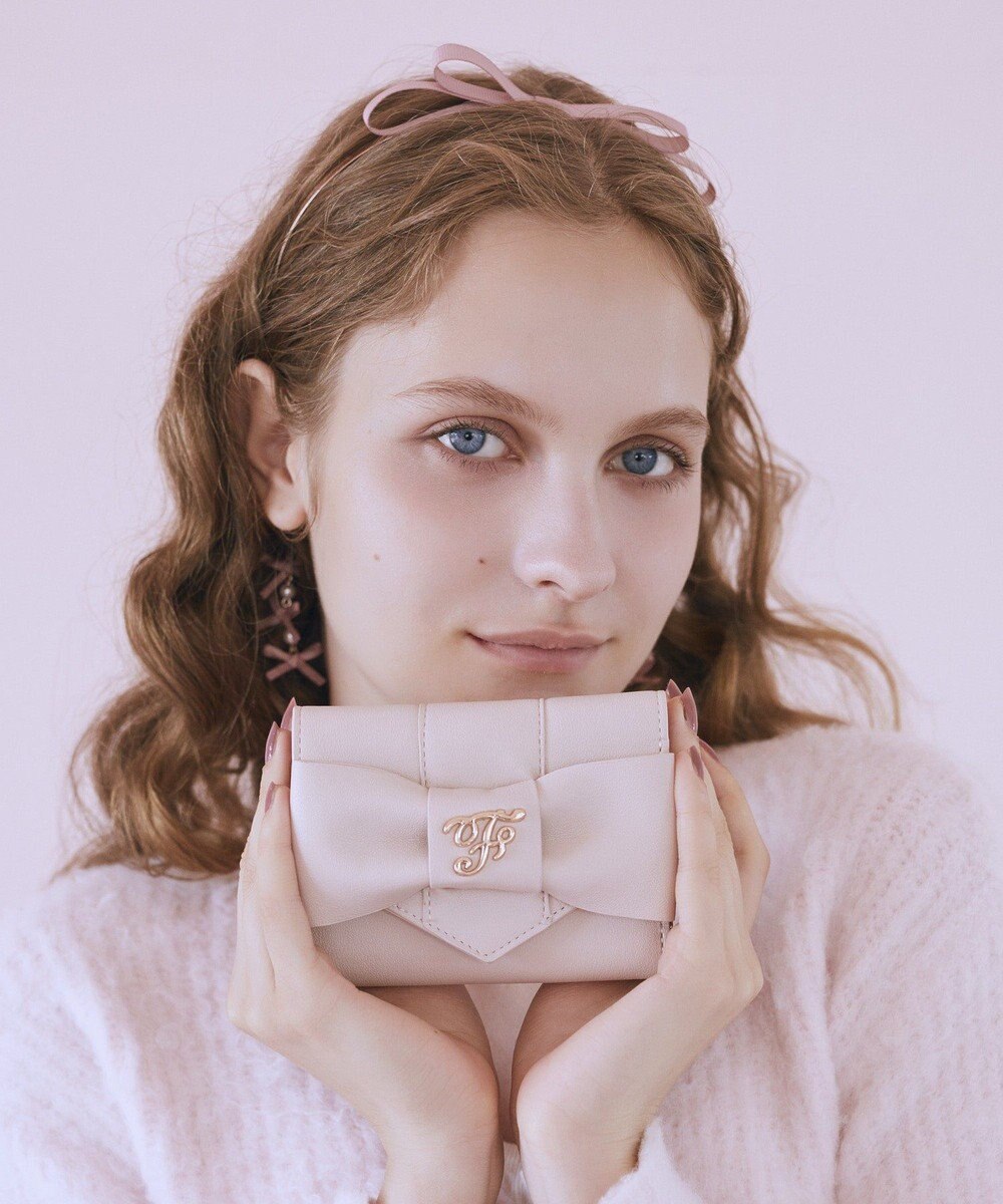 Maison de FLEUR ピンクベルトリボンミニウォレット 