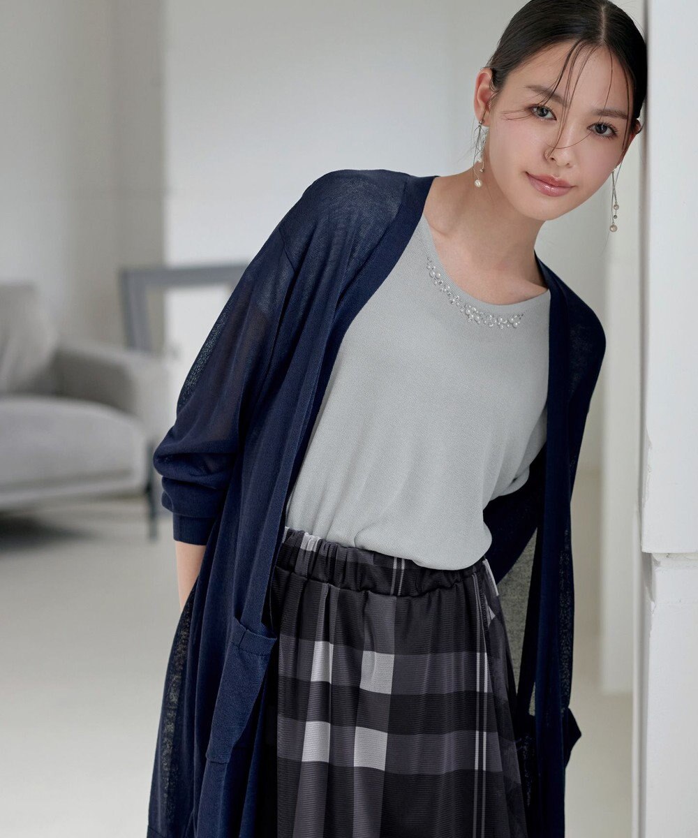 Tiaclasse 【接触冷感】着流しロングニットカーディガン 