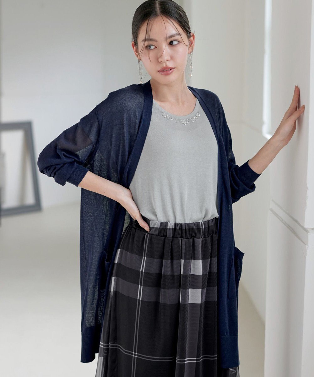 Tiaclasse 【接触冷感】着流しロングニットカーディガン 