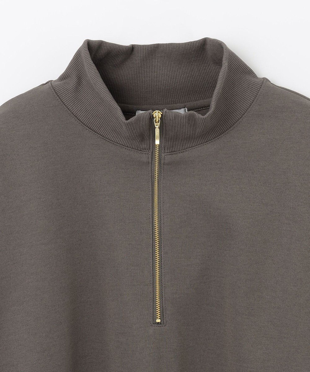 ANY 【洗濯機可】クロップド丈ダンボールハーフジッププルオーバー 