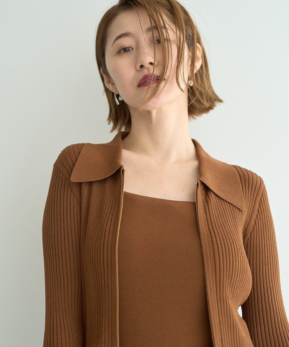 YECCA VECCA 【2点SET】キャミセット襟付きZIPカーディガン 
