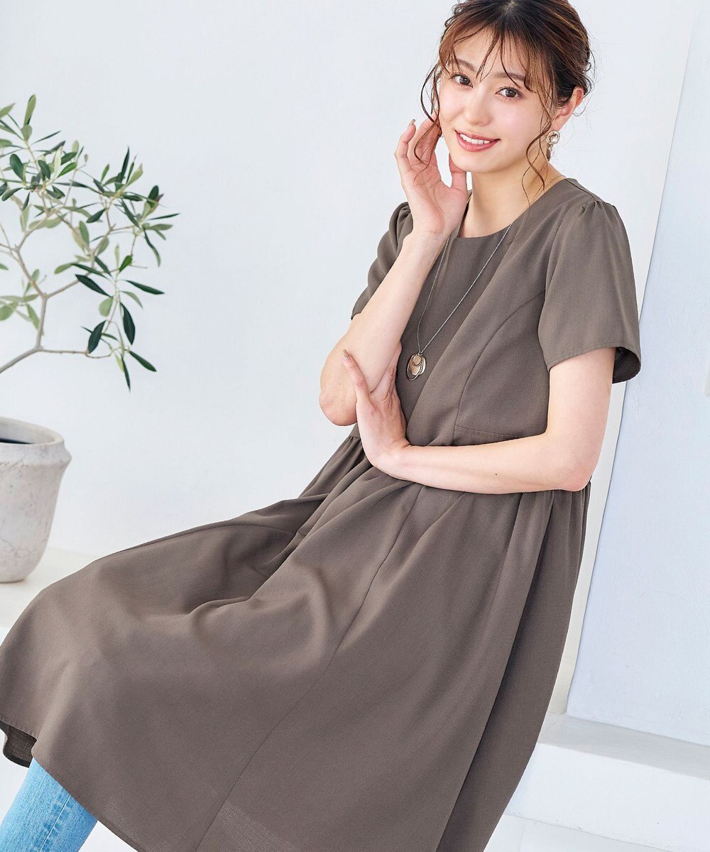 Tiaclasse 【洗える】サイド切替ワンピース 