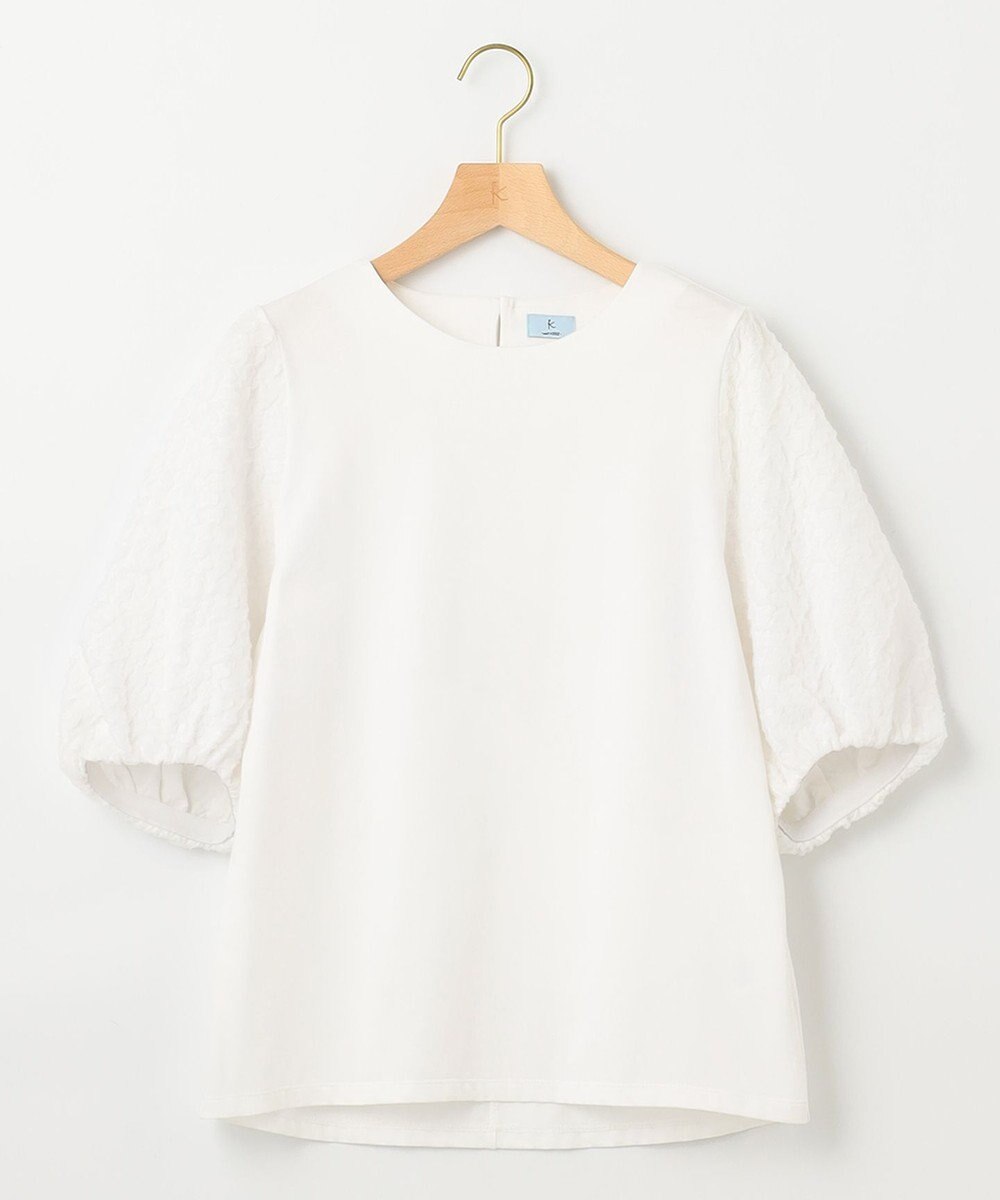 組曲 【洗える】レリーフスリーブジャージー カットソー 