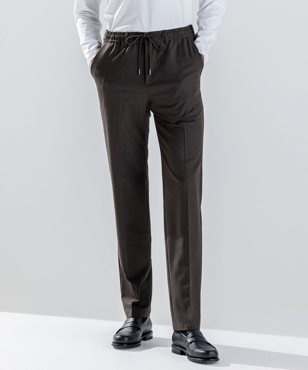 JOSEPH HOMME 新素材【ストレッチ/ウエストゴム仕様】ウール混キャリーマンストレッチ ドロスト付ストレートパンツ / HOVE 
