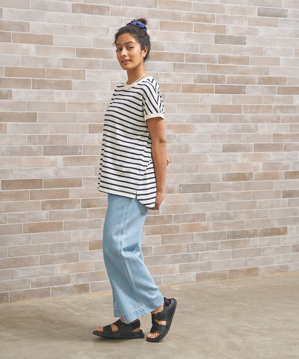 J.PRESS YORK STREET 【WOMEN】ボーダーキャップスリーブ Tシャツ 