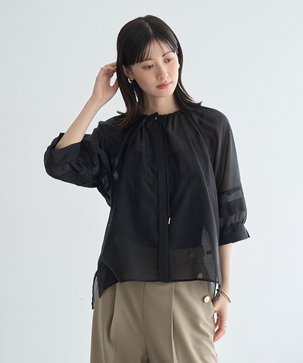 YECCA VECCA タックスリーブシアーシャツ 