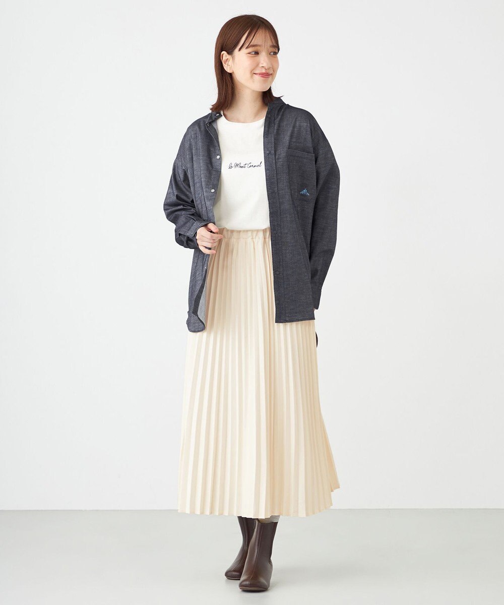 SHARE PARK LADIES 【UVカット・撥水・ストレッチ】イージーデニムノーカラーシャツ 