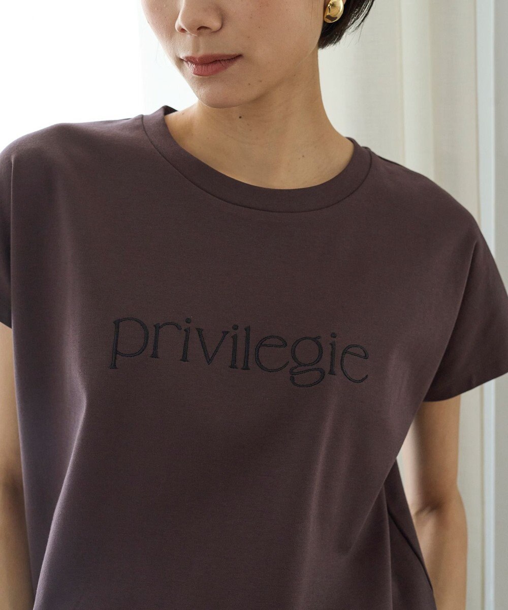 UNFILO BEAUTY FORM ロゴ刺繍フレンチスリーブTシャツ 