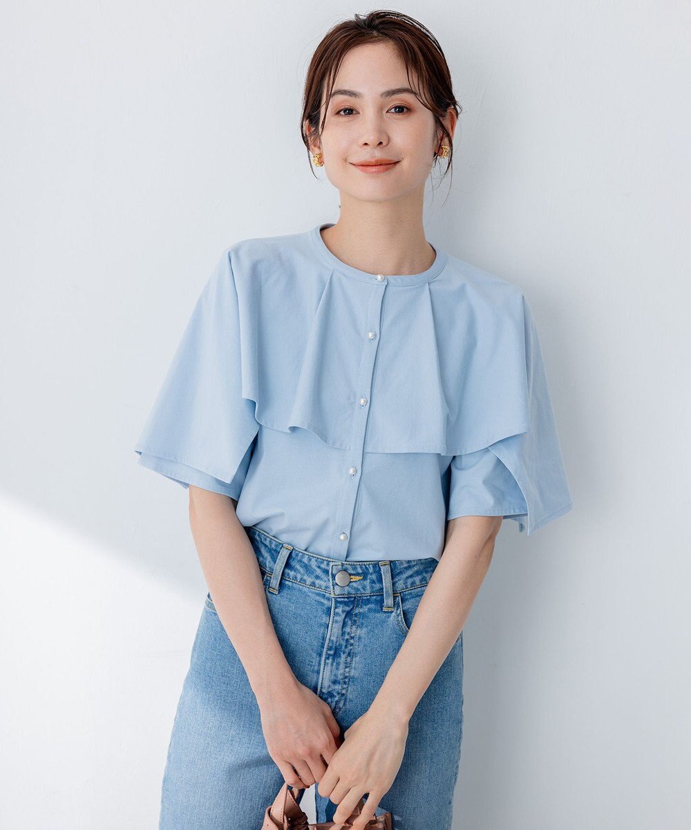 組曲 【洗える】ブラウスライクジャージーポンチョライク カットソー 