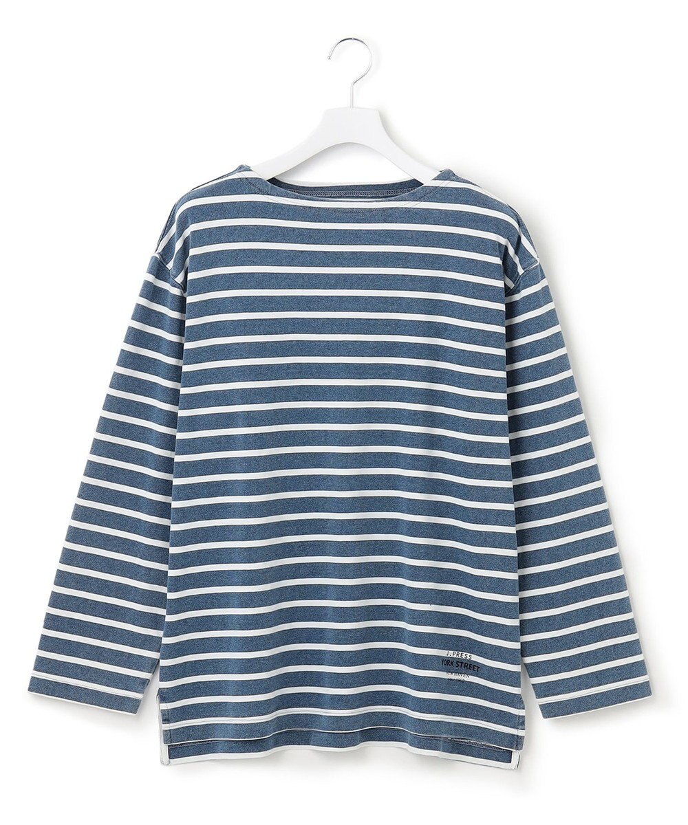 J.PRESS YORK STREET 【UNISEX】インディゴボーダーロングTシャツ 