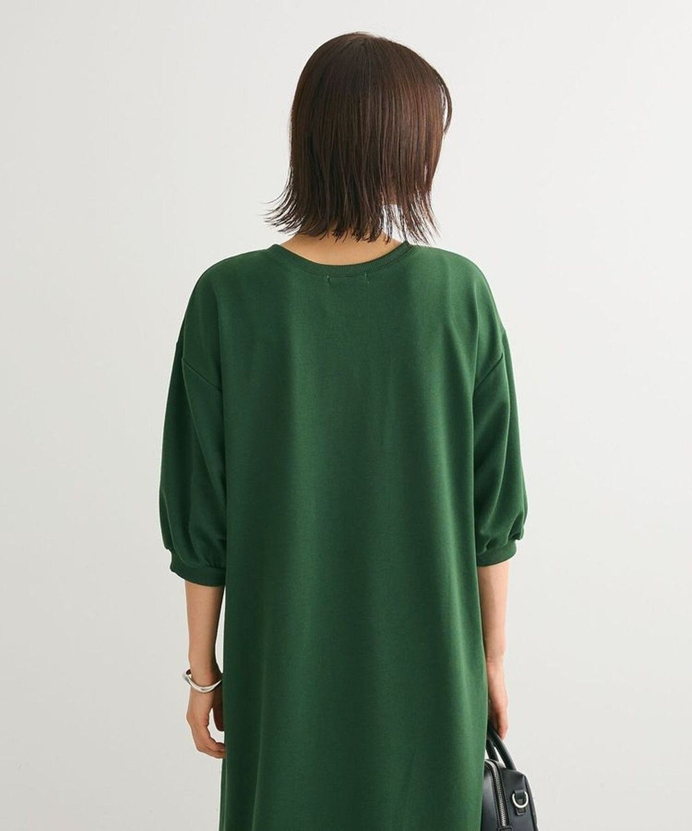 Green Parks ７分袖裏毛ドッキングロゴワンピース 