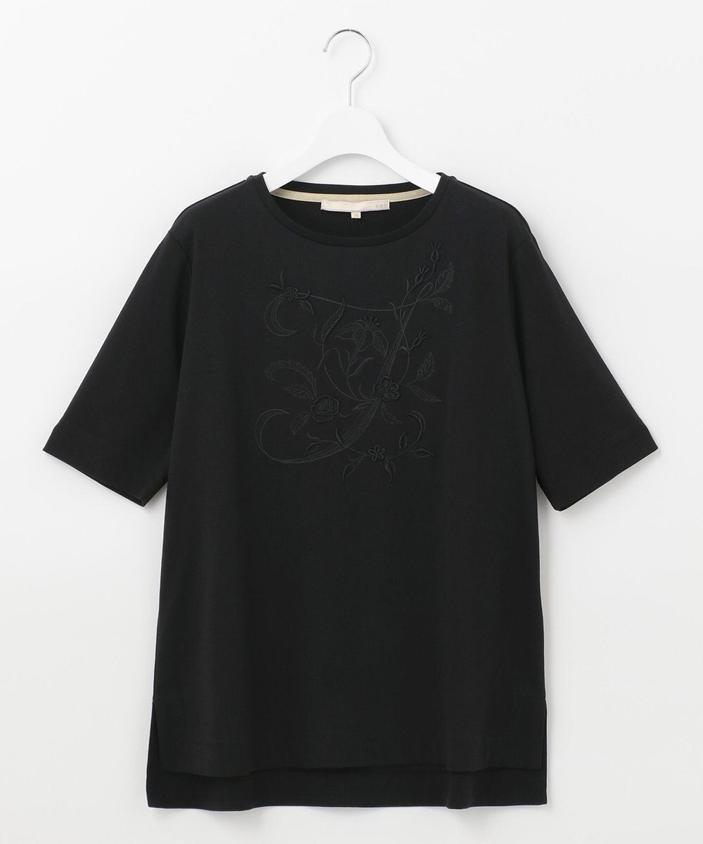 自由区 【洗える】エンブロイダリー フロントデザイン Tシャツ 