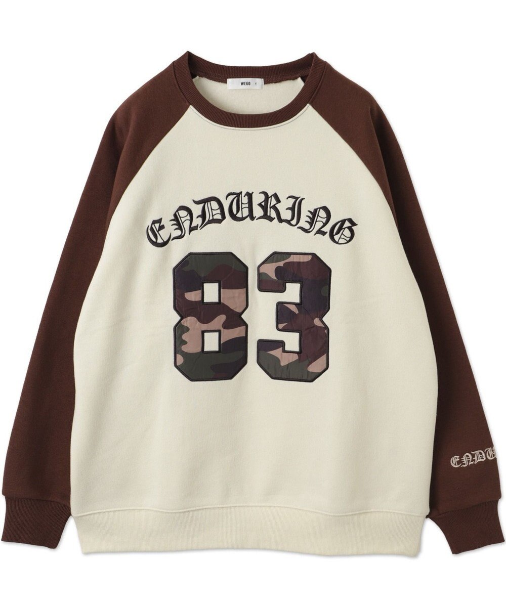 WEGO 【裏起毛】迷彩ワッペンラグランスウェット 