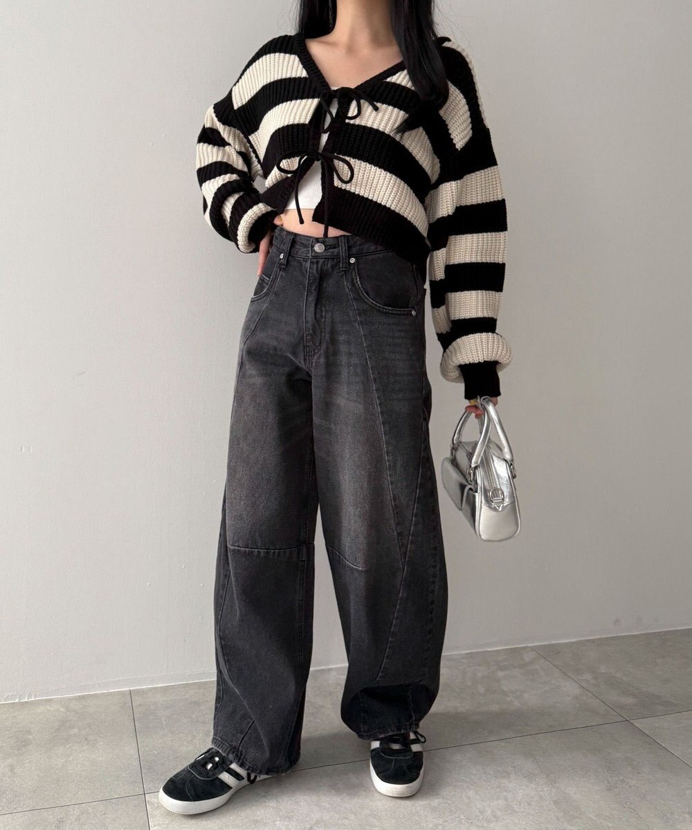 WEGO カーブラインバレルレッグデニムパンツ 