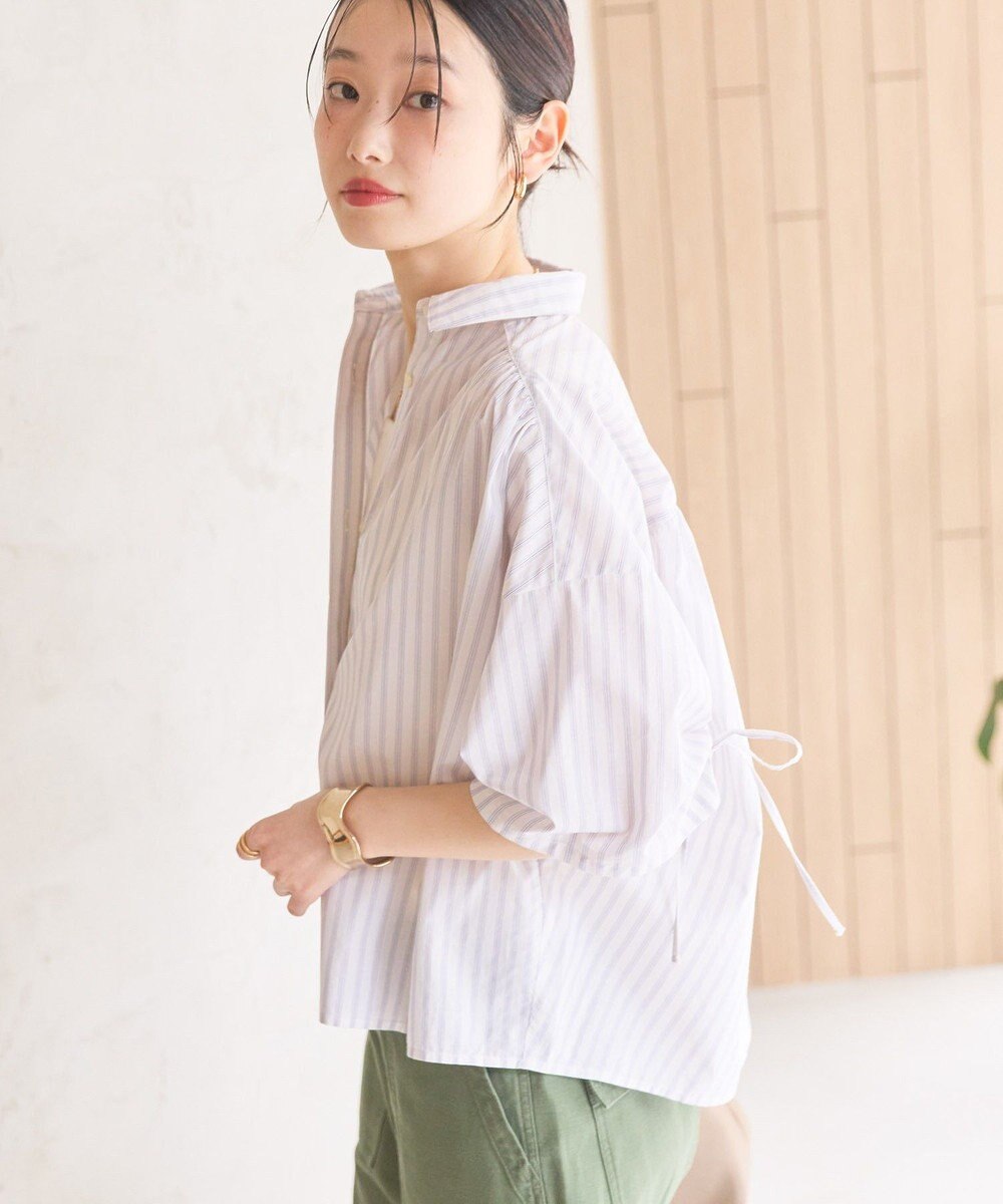 AMERICAN HOLIC 接触冷感ギャザーリボンスリーブ半袖シャツ 