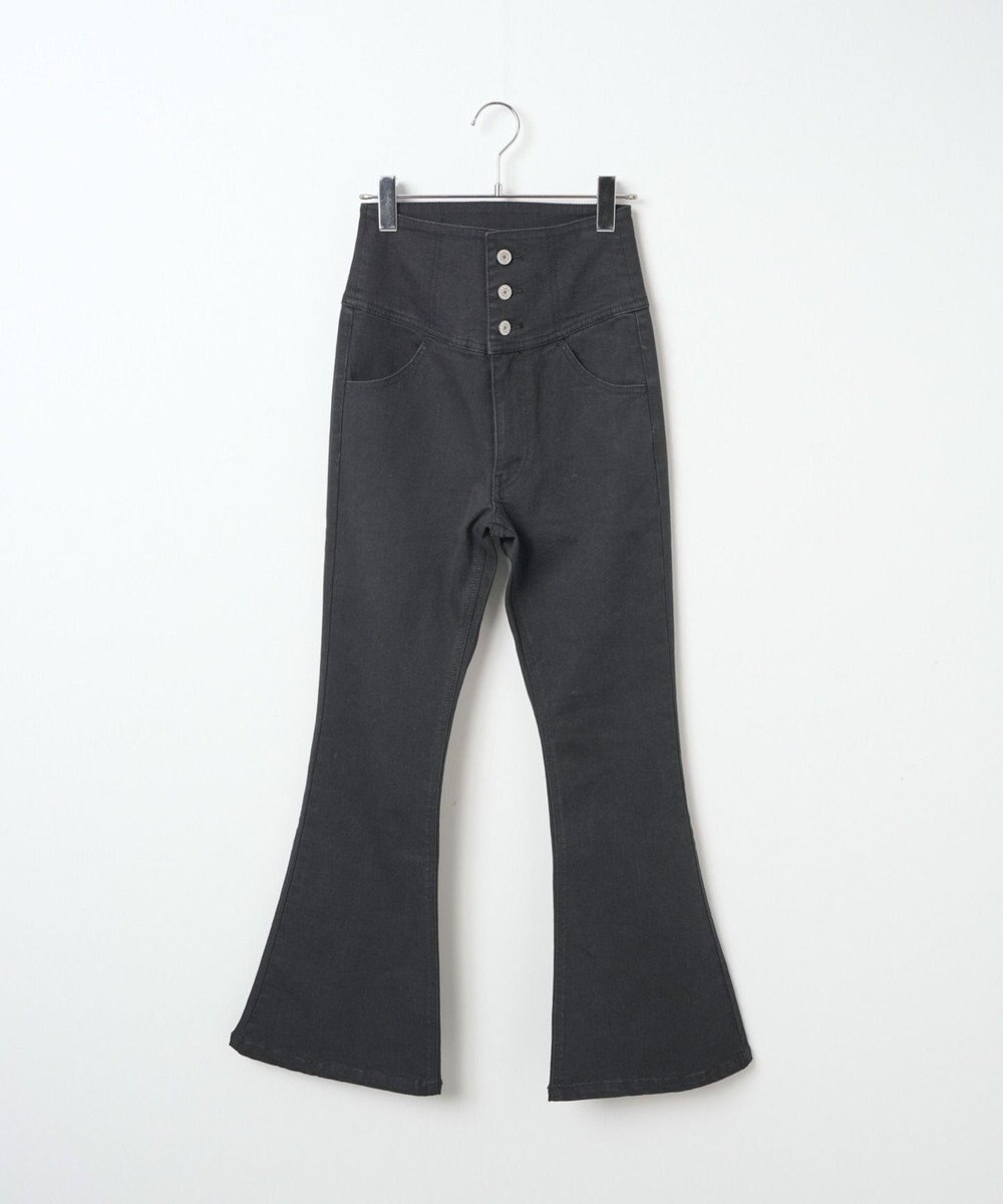 WEGO ハイウエストストレッチフレアデニムパンツ 