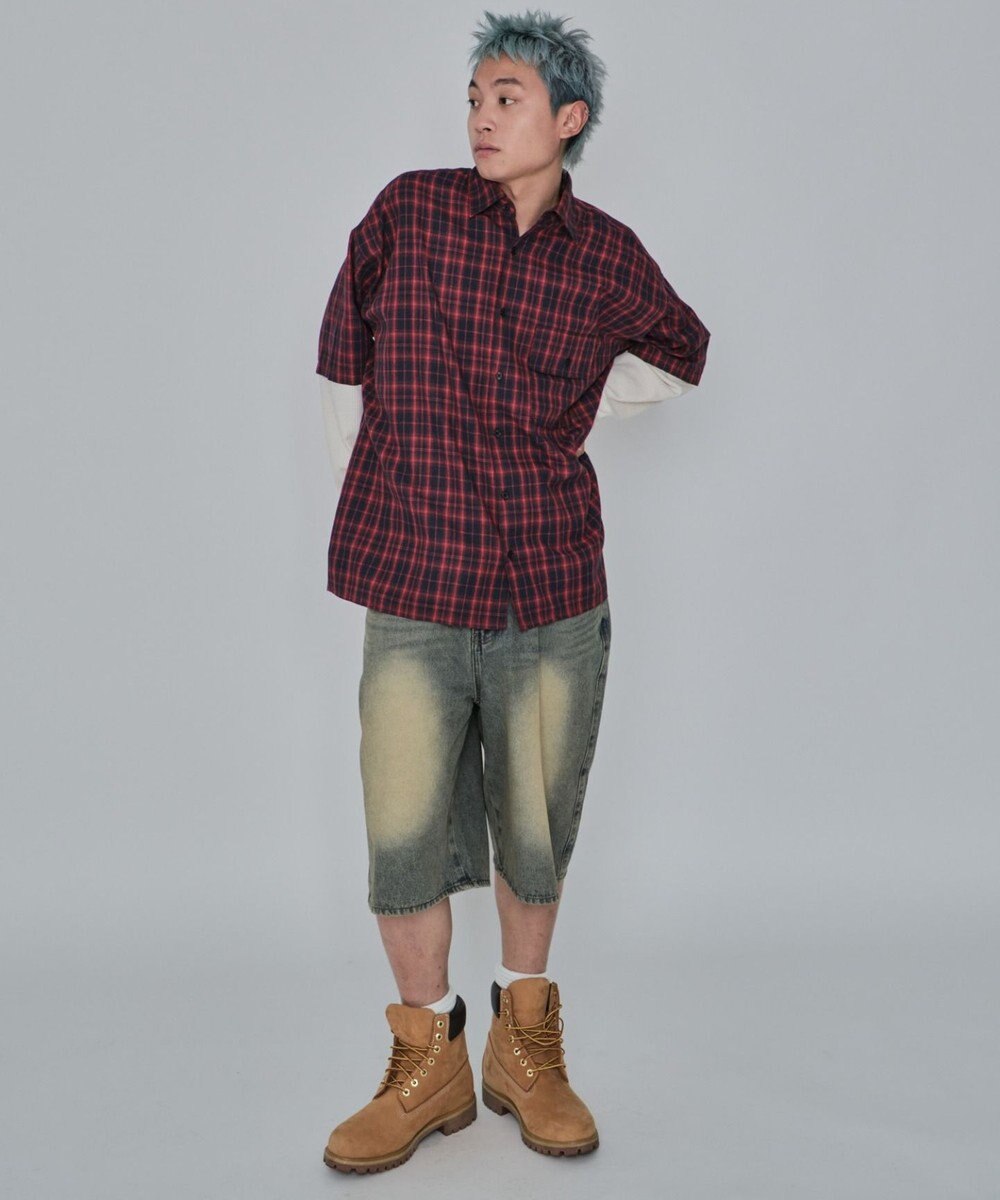 WEGO 【ユニセックス着用ITEM/MLサイズ展開】チェックレイヤードシャツ（LS） 