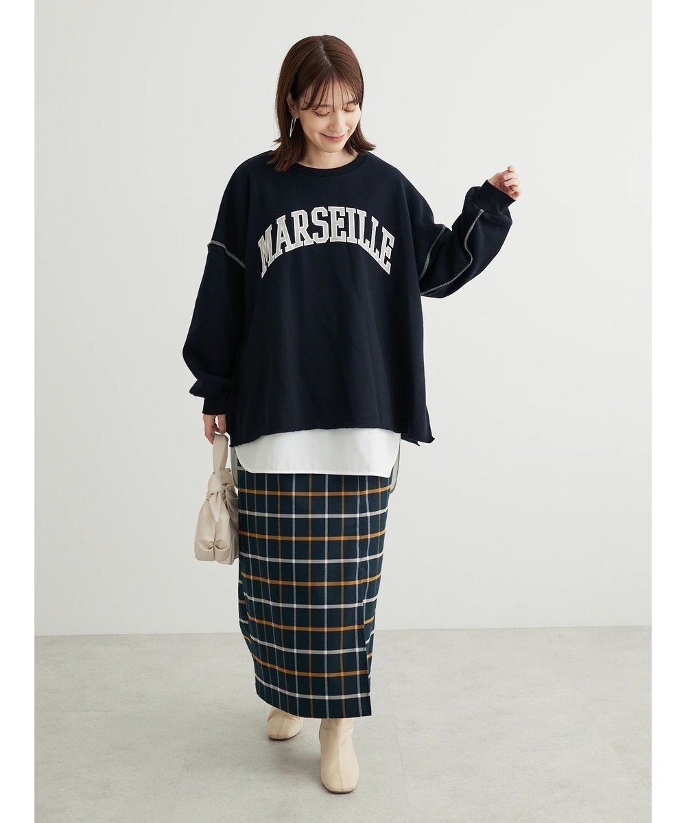 Green Parks ベルトデザインチェックＩラインスカート 