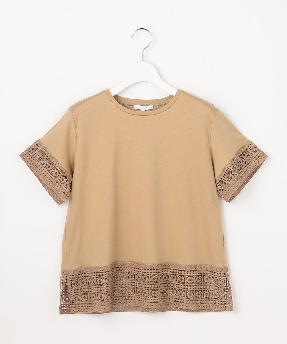 自由区 ナチュラルコットンハイゲージレースドッキング Tシャツ 