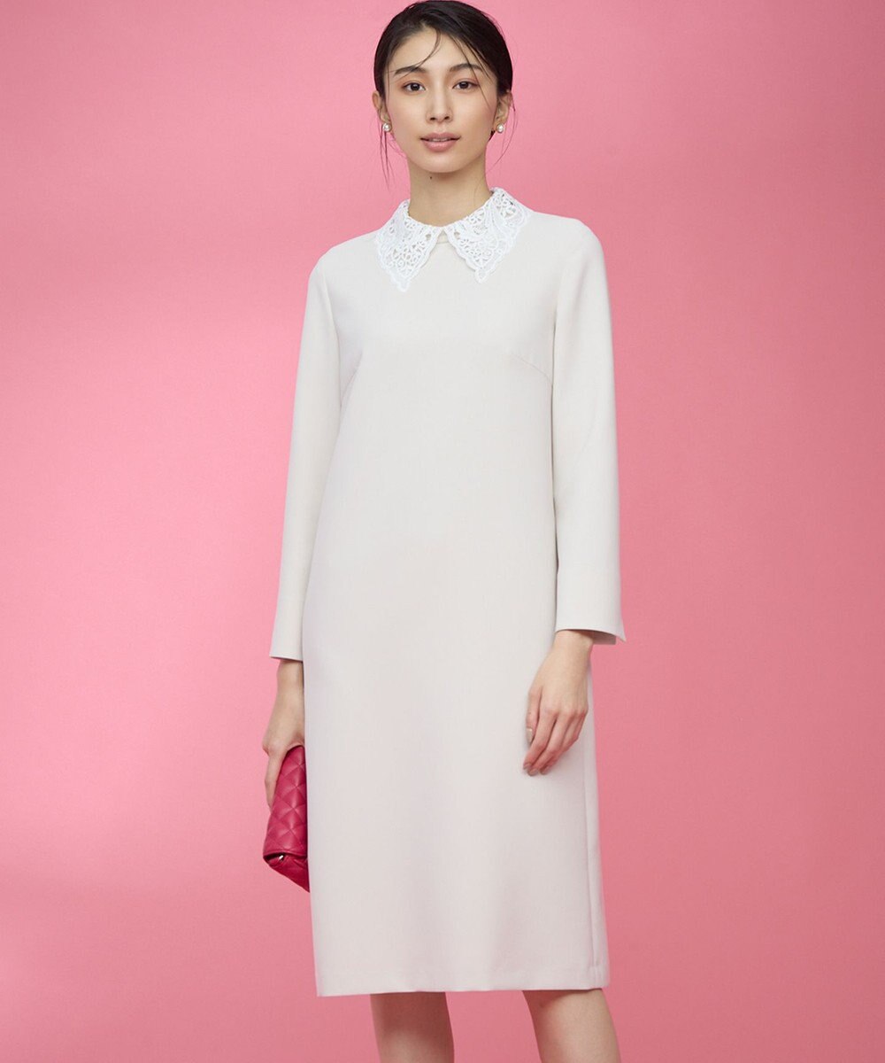 組曲 L 【KUMIKYOKU NAVY】コンフォータブルドレープ レース襟ワンピース 