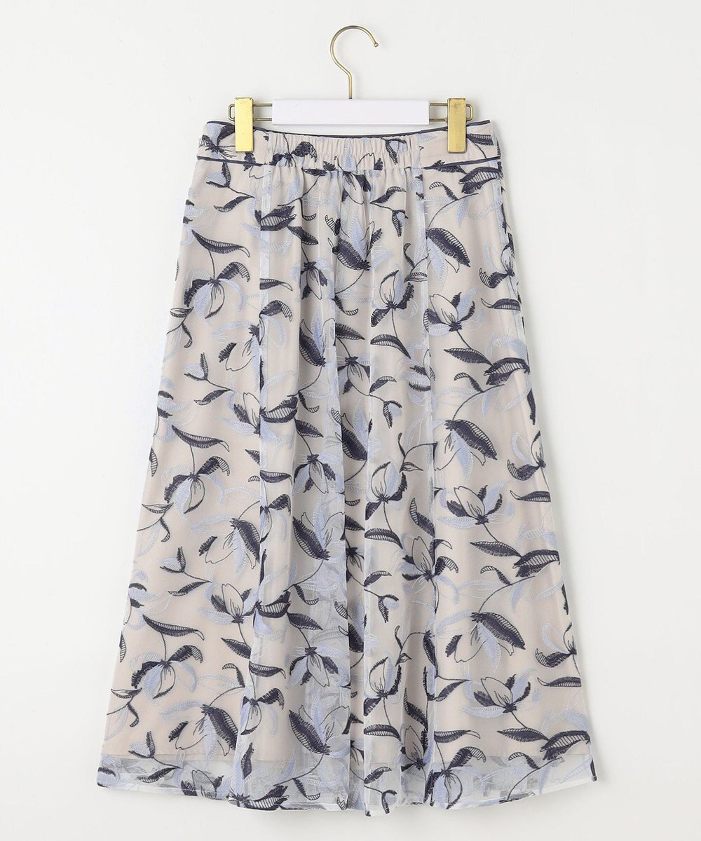 ANY SIS L 【洗える】バイカラーエンブロイダリー スカート 