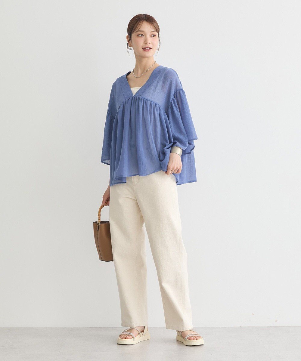 earth music&ecology Ｖネックギャザーブラウス 