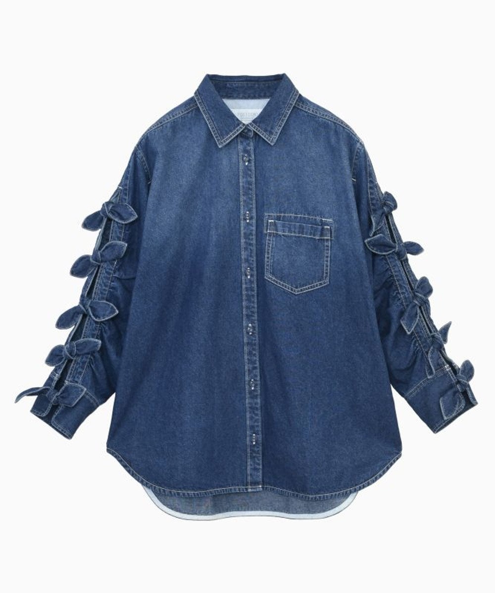 FORFORMO Ribbon Sleeve Denim Shirt リボンスリーブデニムシャツ 
