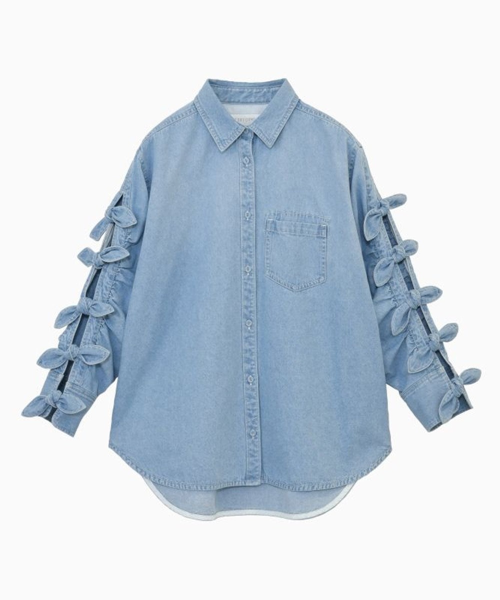 FORFORMO Ribbon Sleeve Denim Shirt リボンスリーブデニムシャツ 